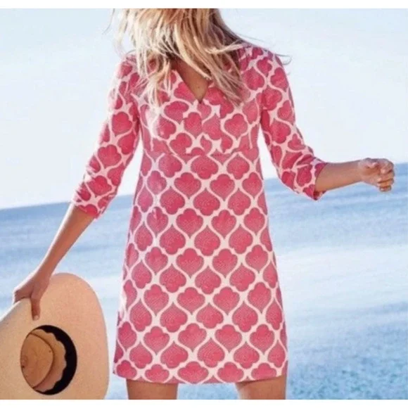 NEW Boden Ikat Pink Linen Dress, NWT - Picture 1 of 7